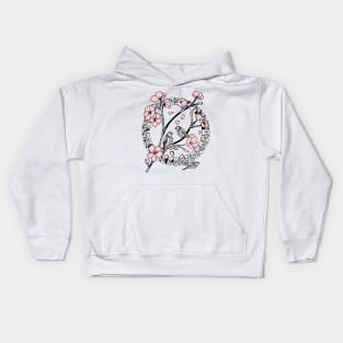 Cherry Blossoms and Sparrows Kids Hoodie